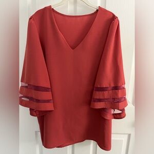 Women’s Fashion Orange Red Blouse Size 2XL